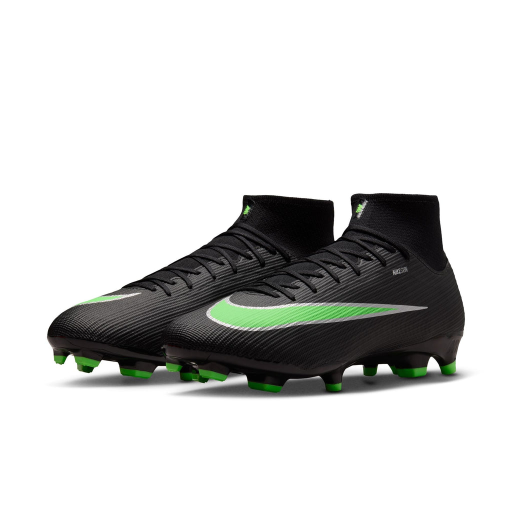 Nike Mercurial Superfly 11 Academy FG Firm Ground High-Top Soccer Cleats- Black/Illusion Green/Black