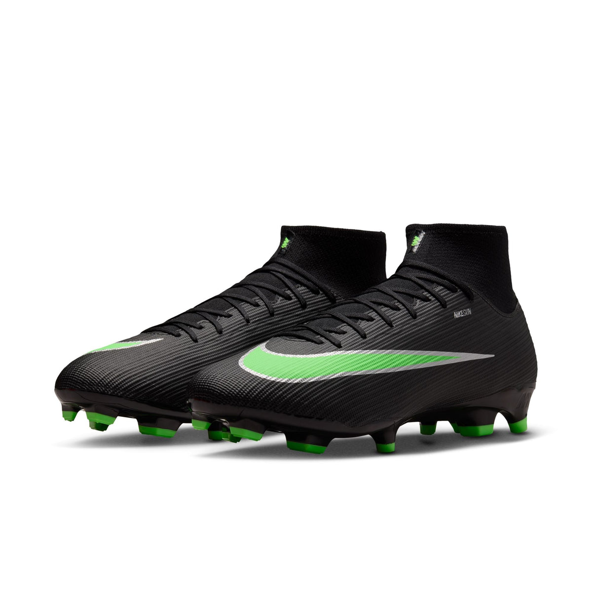 Nike Mercurial Superfly 11 Academy FG Firm Ground High-Top Soccer Cleats- Black/Illusion Green/Black