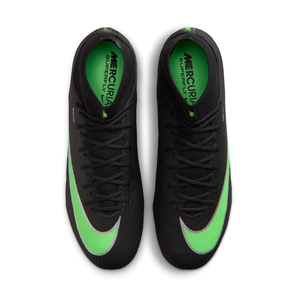 Nike Mercurial Superfly 11 Academy FG Firm Ground High-Top Soccer Cleats- Black/Illusion Green/Black