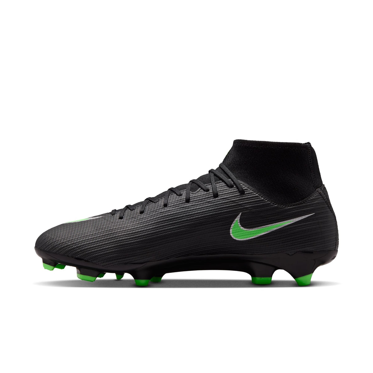 Nike Mercurial Superfly 11 Academy FG Firm Ground High-Top Soccer Cleats- Black/Illusion Green/Black