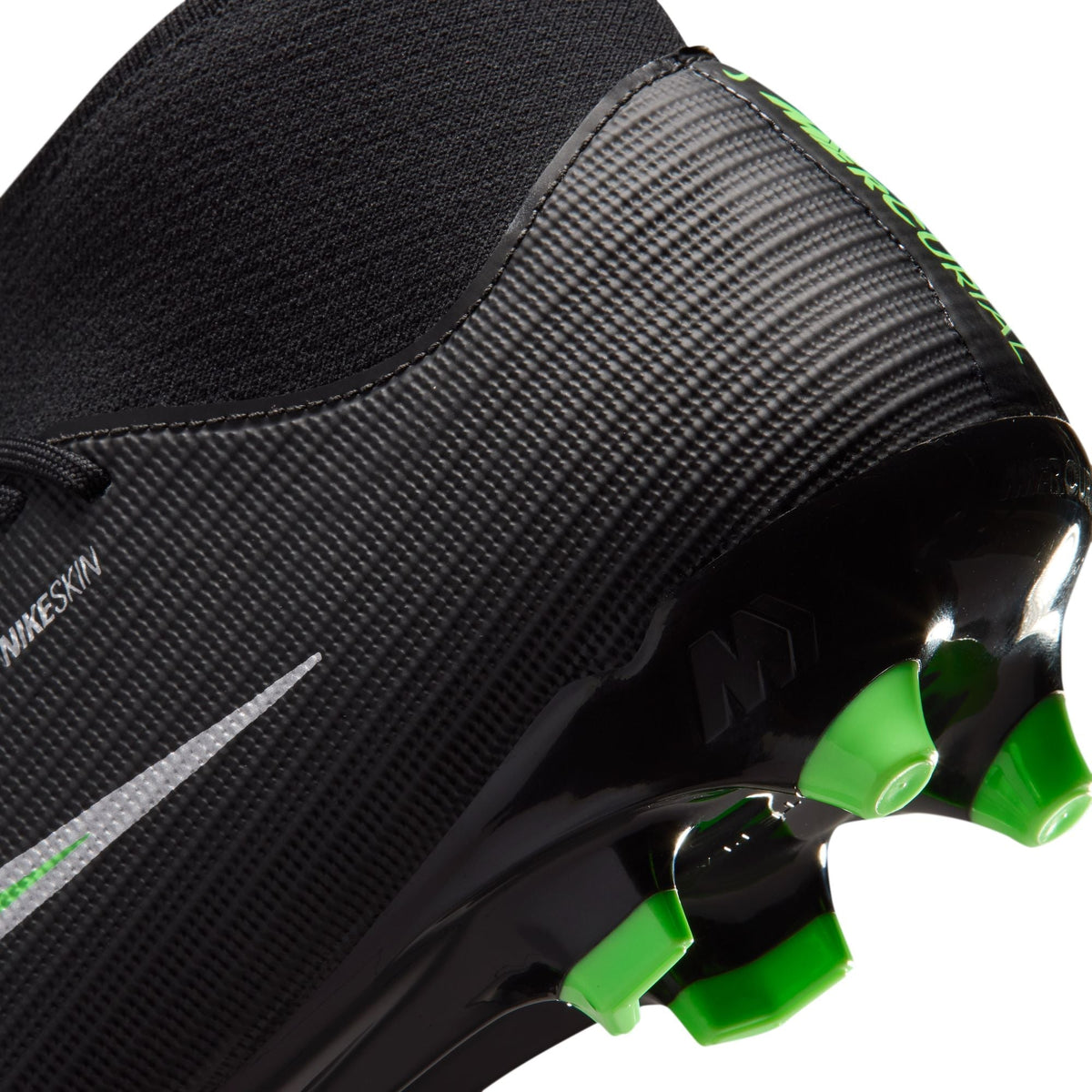Nike Mercurial Superfly 11 Academy FG Firm Ground High-Top Soccer Cleats- Black/Illusion Green/Black