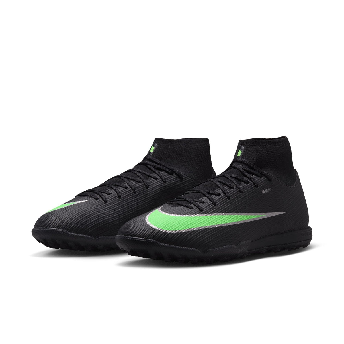 Nike Mercurial Superfly 11 Academy TF Turf High-Top Soccer Cleats- Black/Illusion Green/Black
