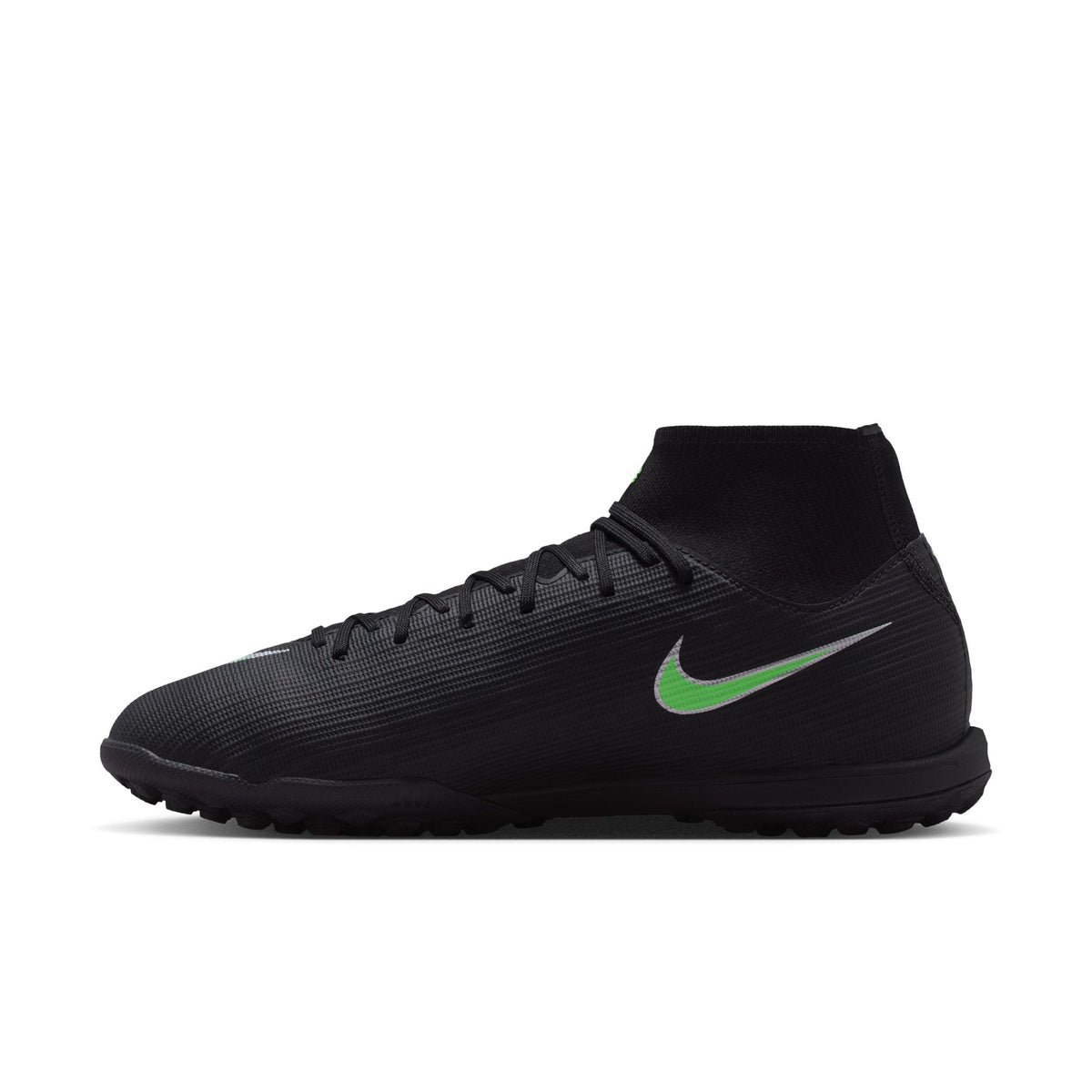Nike Mercurial Superfly 11 Academy TF Turf High-Top Soccer Cleats- Black/Illusion Green/Black