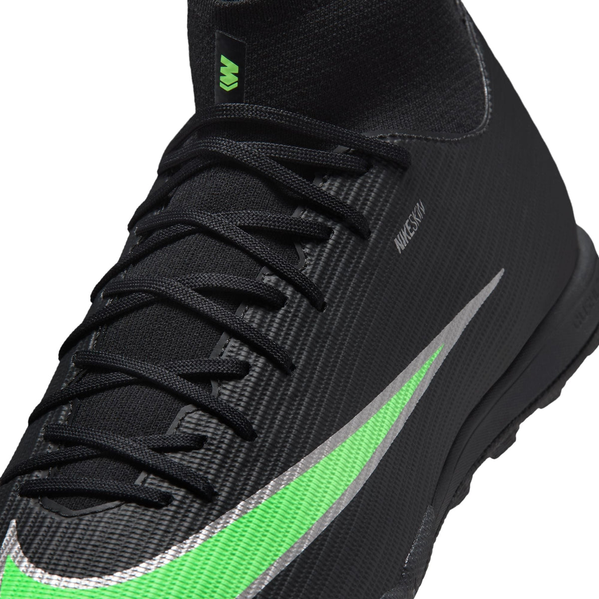 Nike Mercurial Superfly 11 Academy TF Turf High-Top Soccer Cleats- Black/Illusion Green/Black