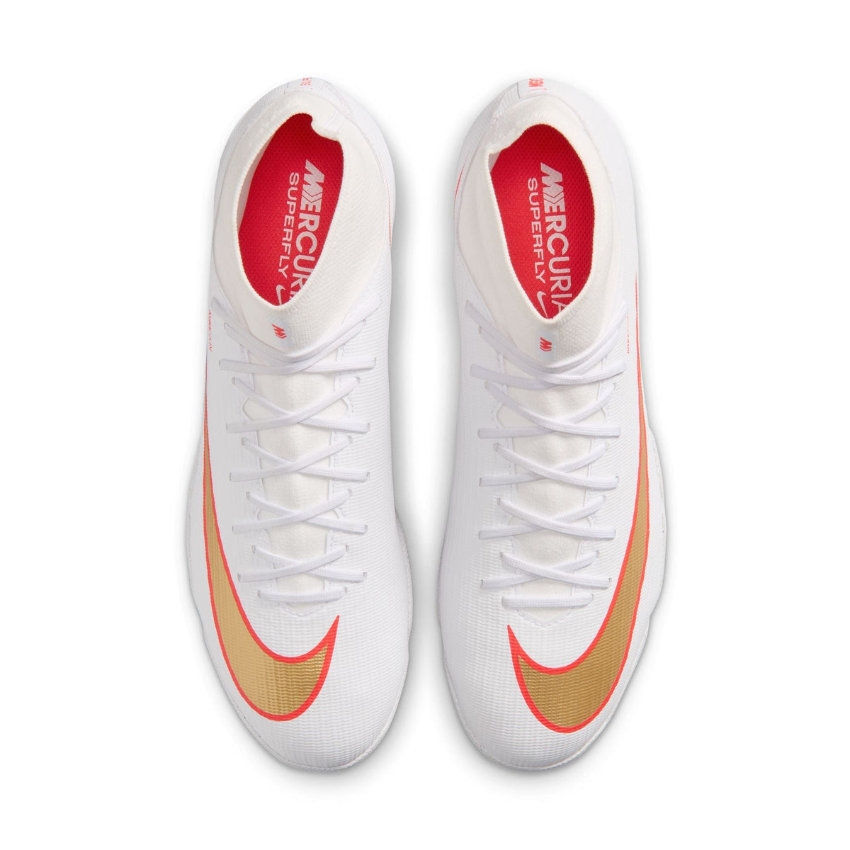 Nike Mercurial Superfly 11 Academy TF Turf High-Top Soccer Cleats- White/ Blur/ Bright Crimson