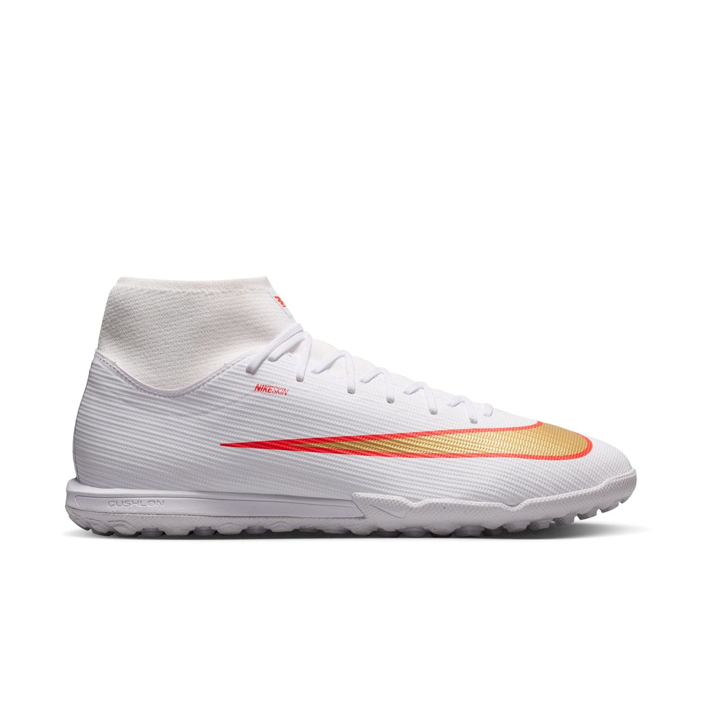 Nike Mercurial Superfly 11 Academy TF Turf High-Top Soccer Cleats- White/ Blur/ Bright Crimson