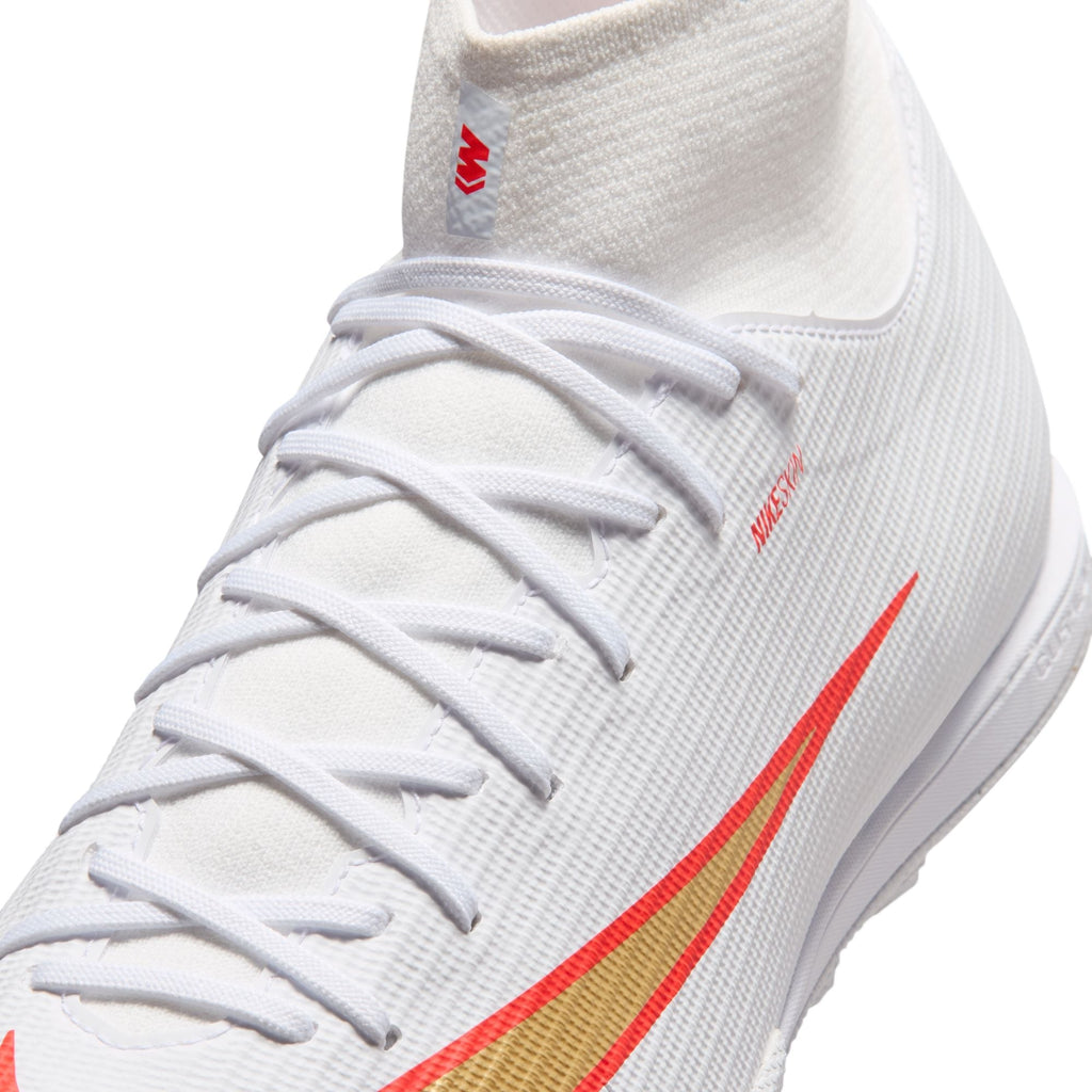 Nike Mercurial Superfly 11 Academy TF Turf High-Top Soccer Cleats- White/ Blur/ Bright Crimson