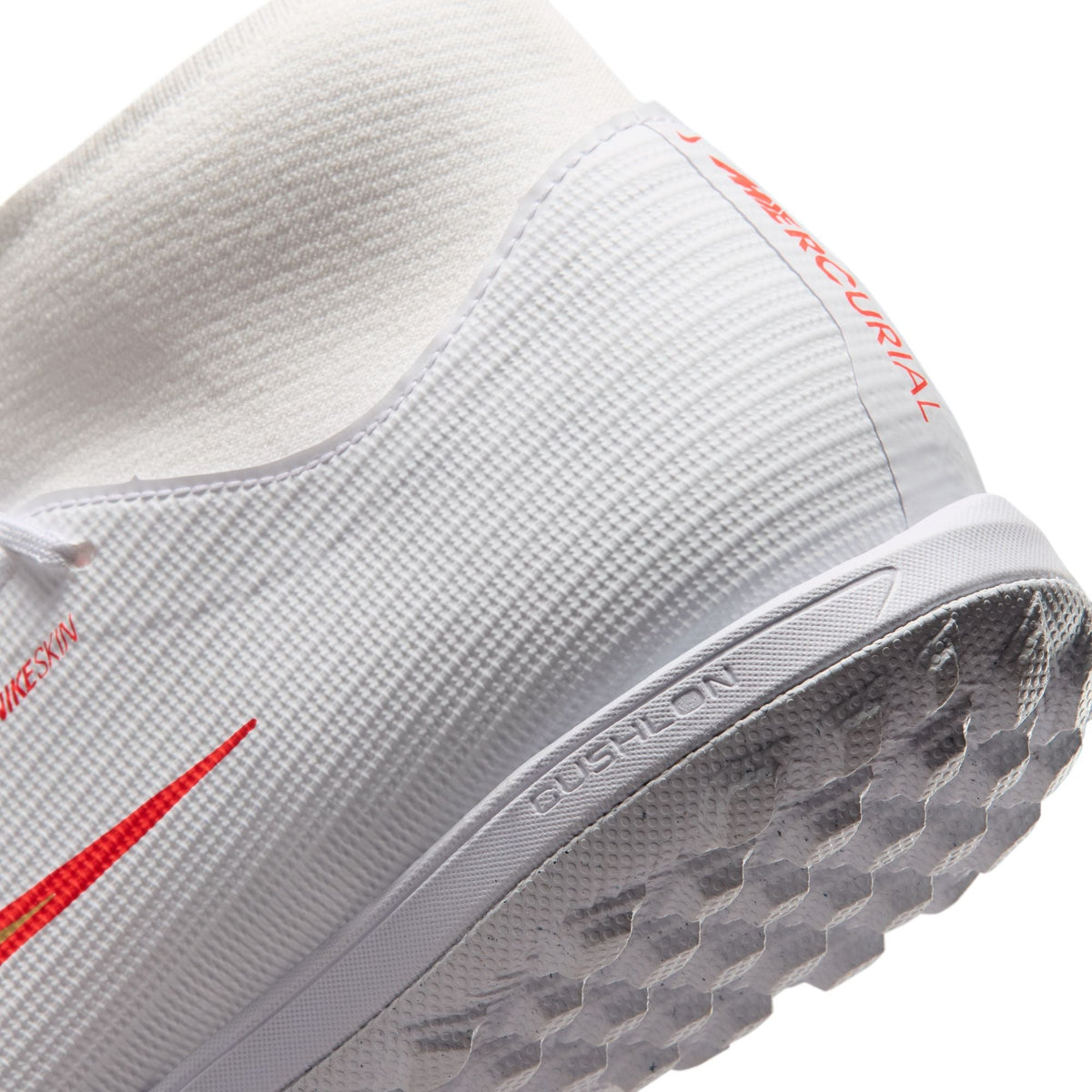 Nike Mercurial Superfly 11 Academy TF Turf High-Top Soccer Cleats- White/ Blur/ Bright Crimson