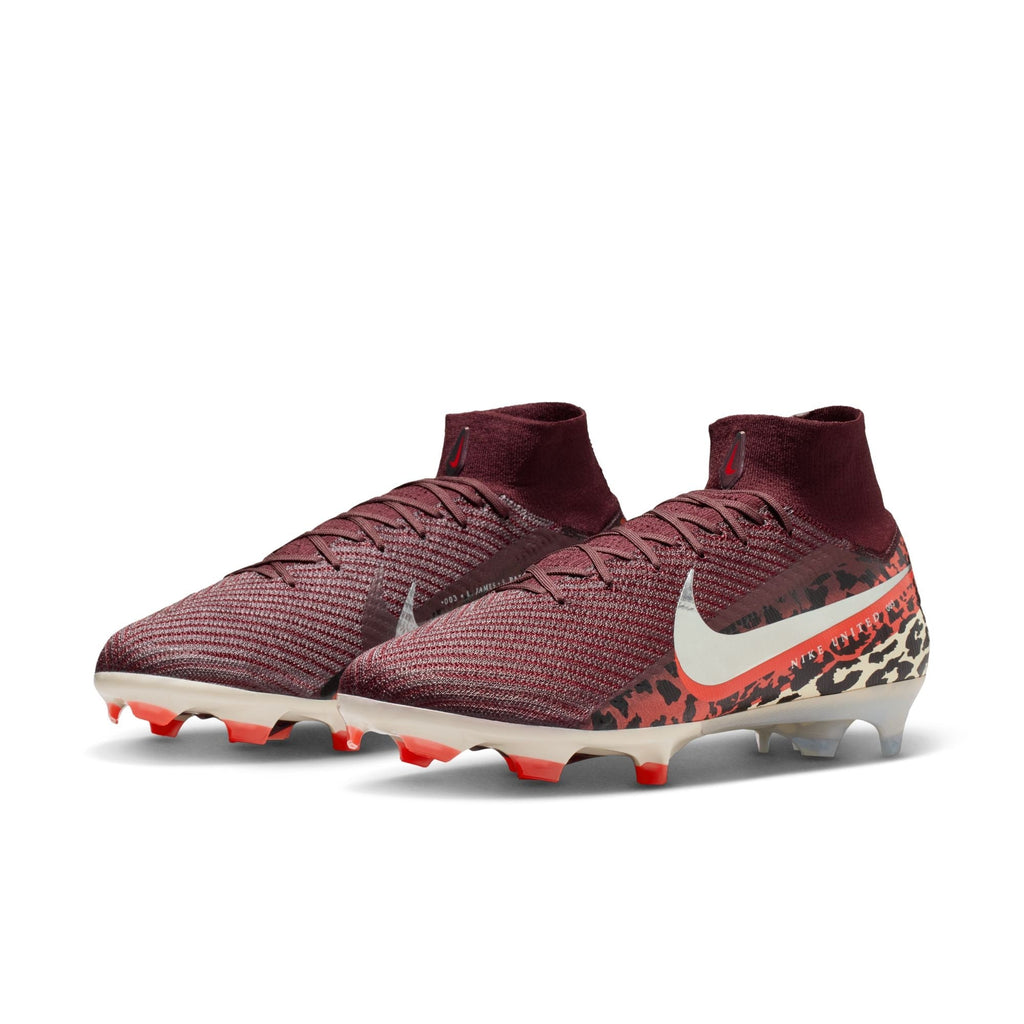 Nike United Superfly 10 Elite FG Firm Ground Soccer Cleats- Burgundy Crush/Metallic Silver