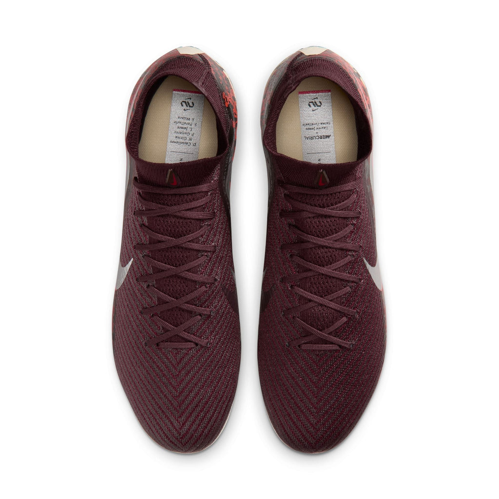 Nike United Superfly 10 Elite FG Firm Ground Soccer Cleats- Burgundy Crush/Metallic Silver