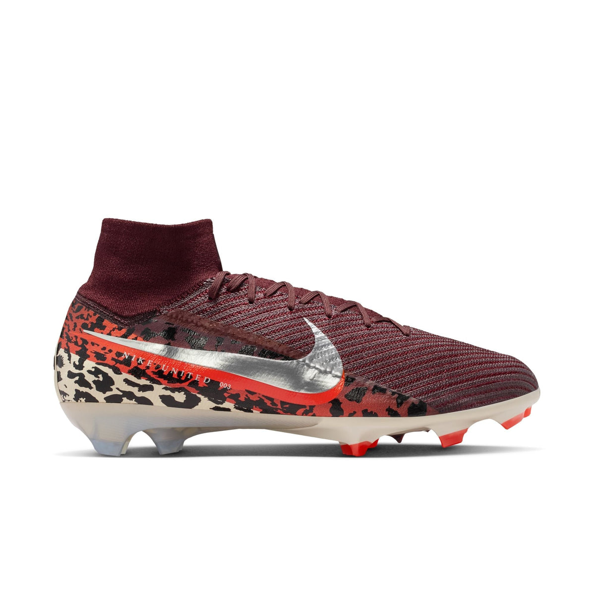 Nike United Superfly 10 Elite FG Firm Ground Soccer Cleats- Burgundy Crush/Metallic Silver