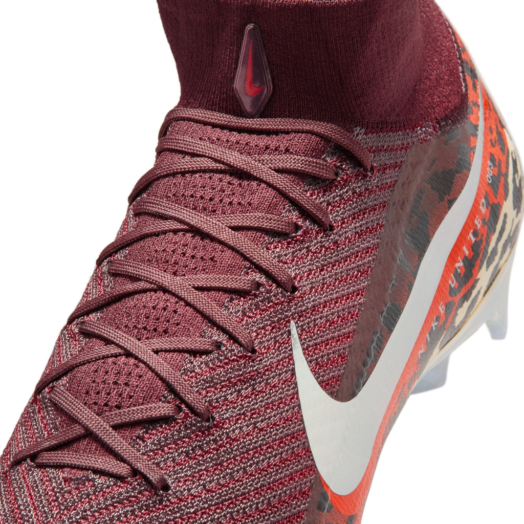 Nike United Superfly 10 Elite FG Firm Ground Soccer Cleats- Burgundy Crush/Metallic Silver