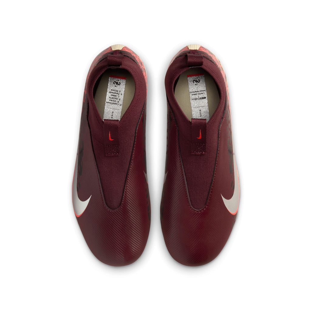 Nike United Junior Zoom Mercurial Superfly 10 Academy FG Firm Ground Soccer Cleats- Burgundy Crush/Metallic Silver