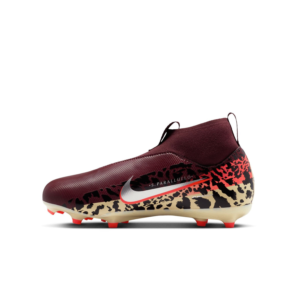 Nike United Junior Zoom Mercurial Superfly 10 Academy FG Firm Ground Soccer Cleats- Burgundy Crush/Metallic Silver