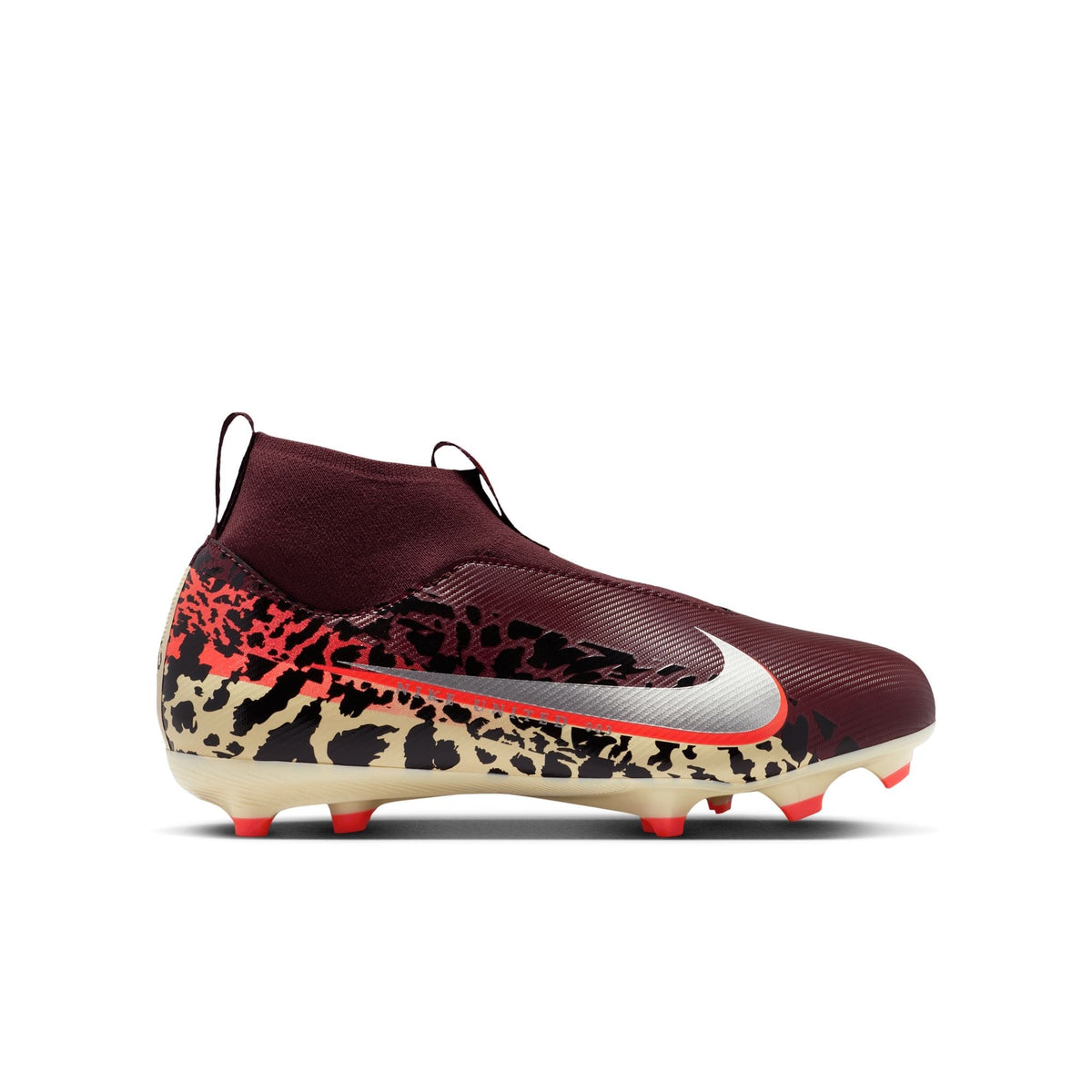 Nike United Junior Zoom Mercurial Superfly 10 Academy FG Firm Ground Soccer Cleats- Burgundy Crush/Metallic Silver