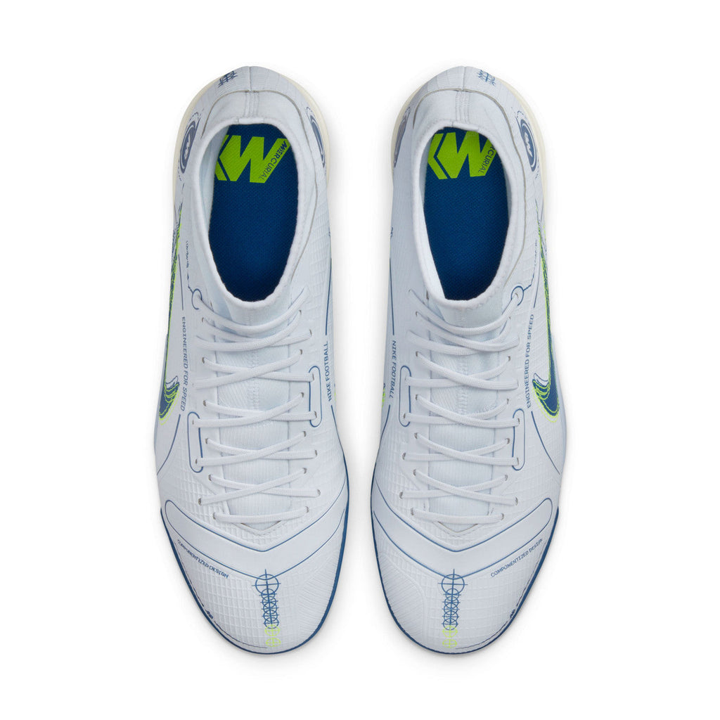 Nike Mercurial Superfly 8 Academy TF Artificial Turf Soccer Shoe - Grey/Blackened Blue/Light Marine/Laser Blue/Volt