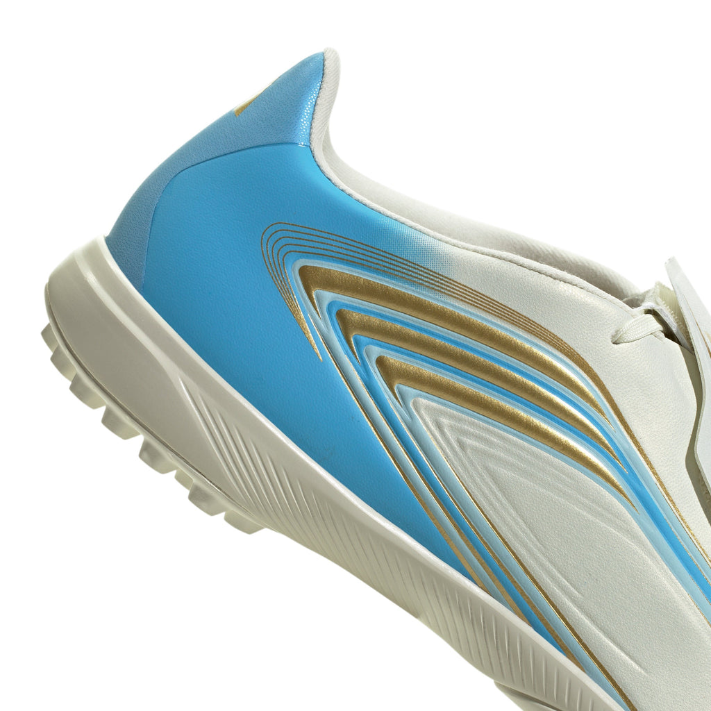 adidas F50 League Messi TF Turf Soccer Cleats- Ivory / Semi Blue Burst / Icey Blue