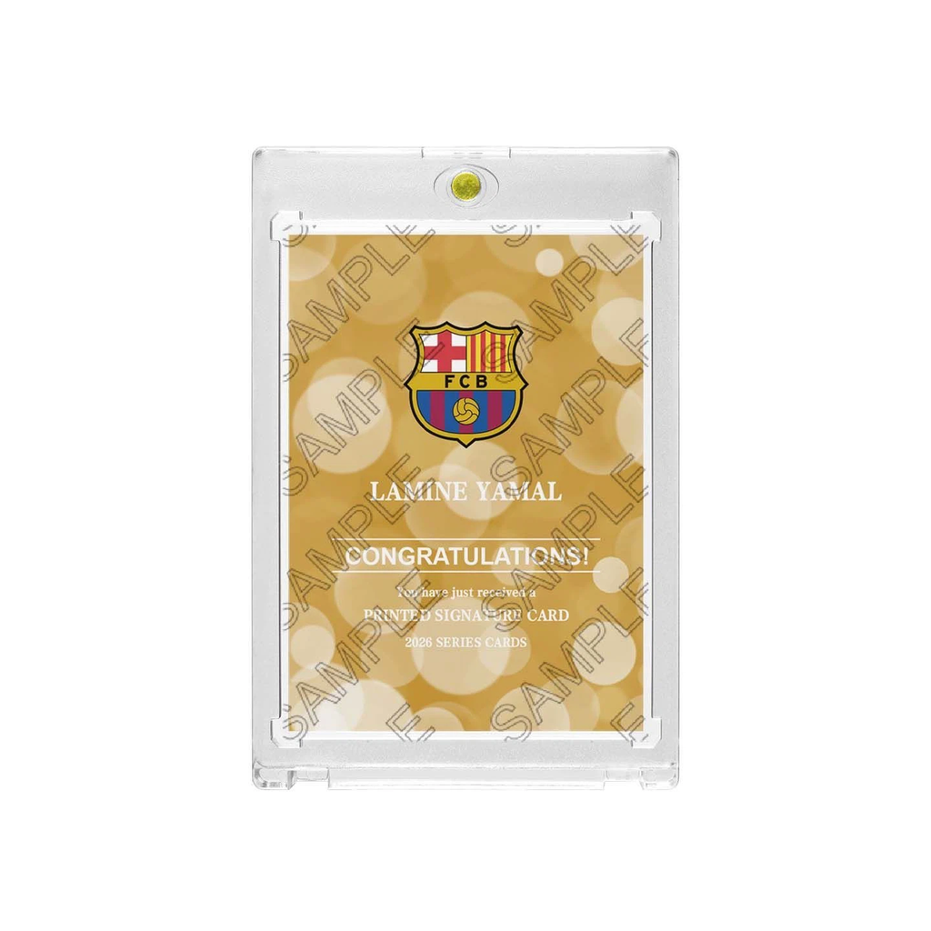 Lamine Yamal Barcelona 1/1 Printed‑Signature Collectible Card, Topps Chrome UCL Inspired Fan‑Made Card with Magnetic One‑Touch Holder
