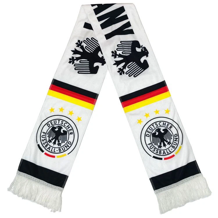 Germany DFB Fan Scarf White Black Red Stripe Tassel