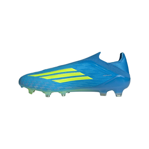 adidas F50 Elite Laceless FG Firm Ground Soccer Cleats- Lucid Ray Blue / Team Solar Yellow 2 / Lucid Aquamarine
