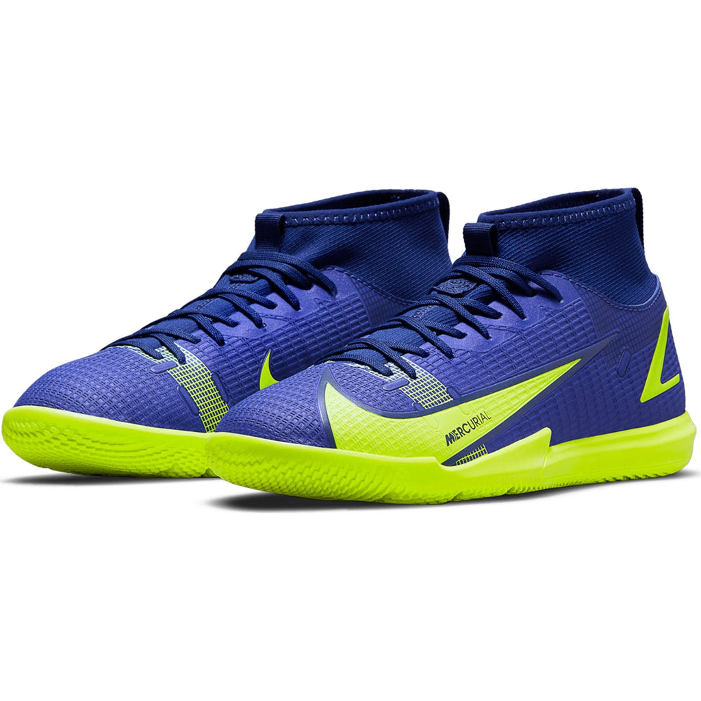 Nike Junior Mercurial Superfly 8 Academy IC Indoor Soccer Shoe- Lapis/Volt/Blue Void