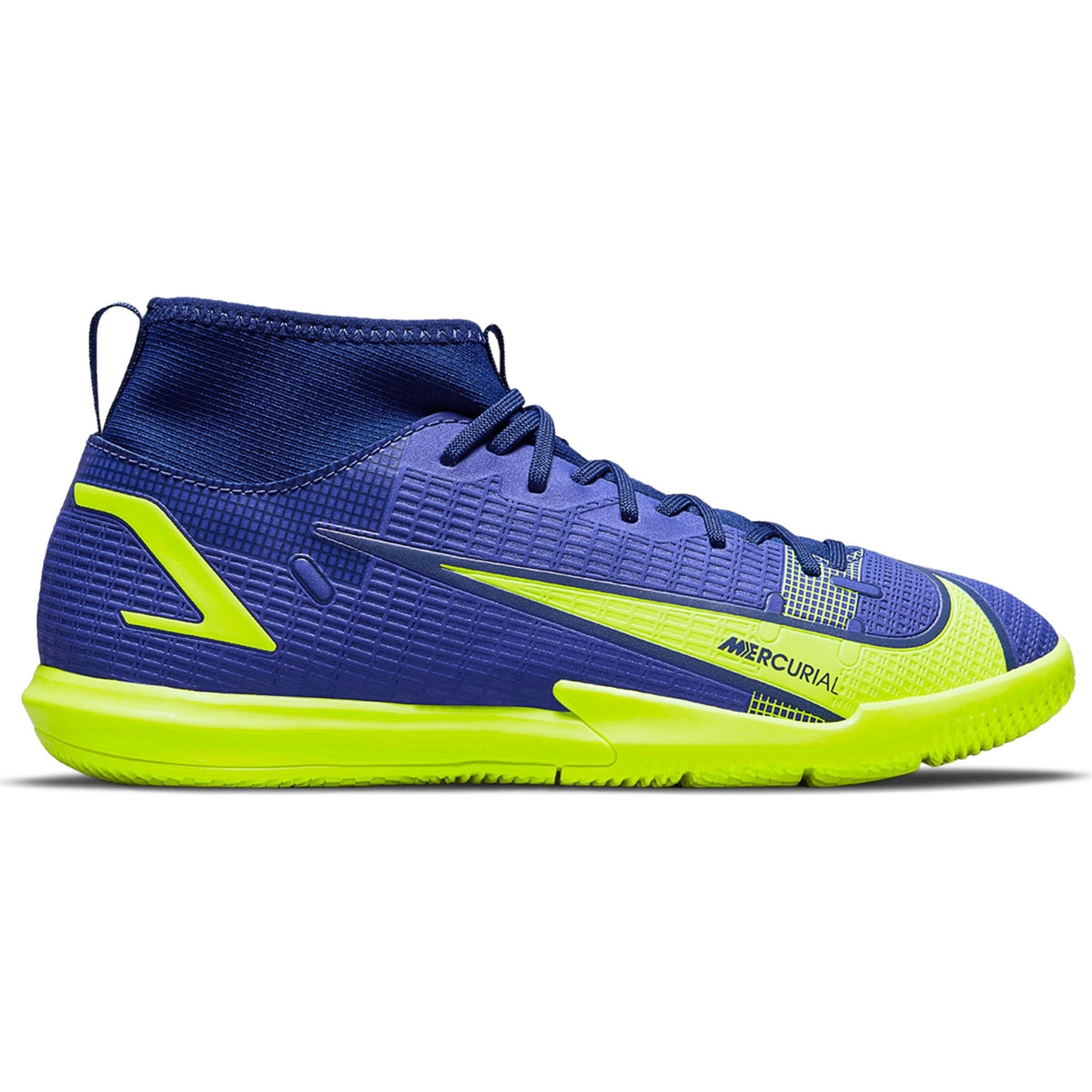 Nike Junior Mercurial Superfly 8 Academy IC Indoor Soccer Shoe- Lapis/Volt/Blue Void