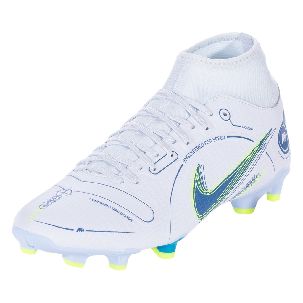 Nike Mercurial Superfly 8 Academy FG/MG Soccer Cleat - Grey/Blackened Blue/Light Marine/Laser Blue/Volt