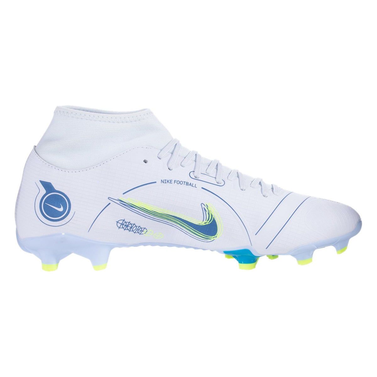 Nike Mercurial Superfly 8 Academy FG/MG Soccer Cleat - Grey/Blackened Blue/Light Marine/Laser Blue/Volt